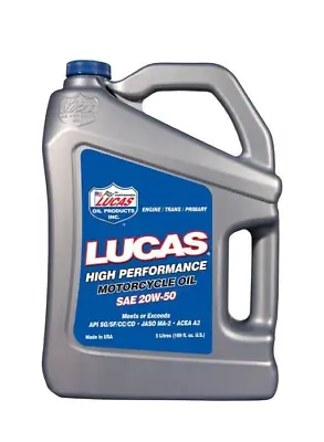 Lucas Motorcycle Oil SAE Harley Davidson 20w-50 Engine Oil 5 Litres 5L USA  • £44.95