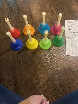 8 Note Music Bells With Rod Handles Children Hand Percussion Early Educational  • $20