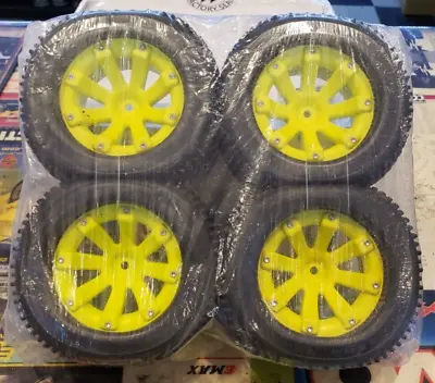 3.2  HoBao Low Profile Tires On Maximiser Yellow Spoke Bead-lock Wheels 14mm Hex • $69.99