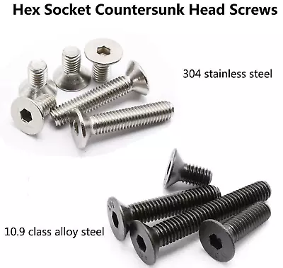£2.79 • Buy Countersunk Bolt M2 M2.5 M3 M4 M5 Black Alloy/ Stainless Steel Allen Screw