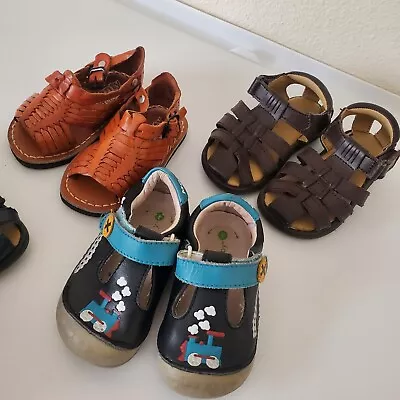 Lot Of 3 Baby Toddler Shoes Blue Momo Baby Brown Sailor Sandals Mexico Sandals • $35