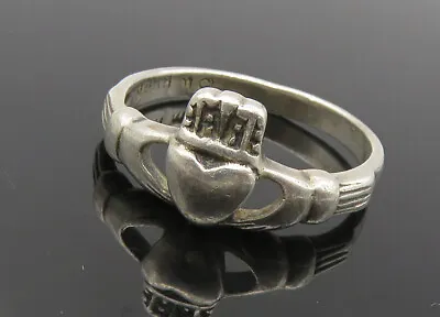 925 Sterling Silver - Vintage Petite Traditional Claddagh Band Ring Sz 6- RG9931 • $26.92