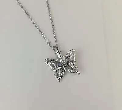 Butterfly Necklace Pendant Ashes Urn Silver Cremation Keepsake Jewellery UK • £14.95