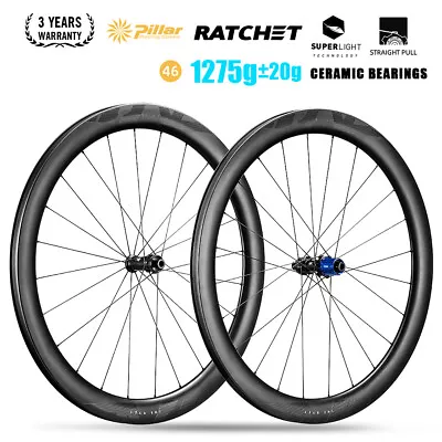 SuperLight Carbon Road Bicycle Wheels Ceramic Tubless Clincher Disc Ratchet Hub  • $718.99