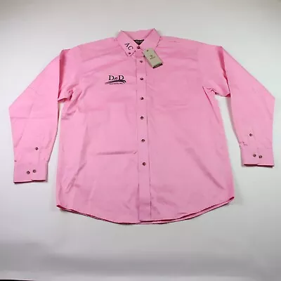 NEW ARIAT Mens Large Western Long Sleeve Button Up Pink Solid Twill Shirt NWT • $19.99