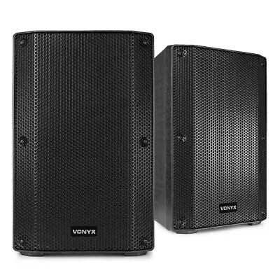Pair Of PA Speakers Passive Crossover 2-Way 10  500W DJ System - Vonyx VSA10P • £199