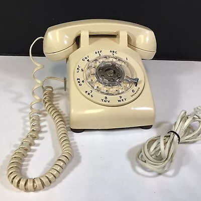 Vintage AT&T Beige 500DM Rotary Dial Phone Desk Phone With Cords Very Clean • $29.95