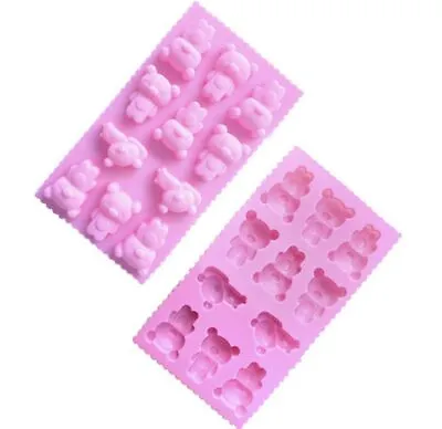 11 Adorable Bears Pink Silicone Mould Chocolate Fondant Jelly Ice Cube Mold • £2.92