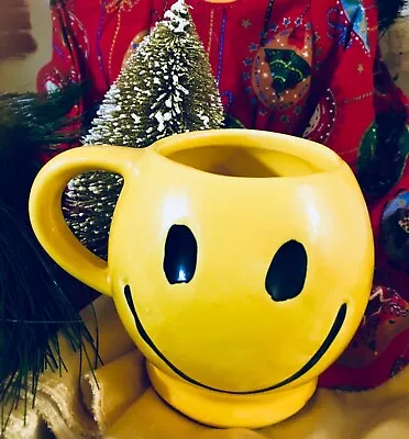  McCoy Pottery Smiley Happy Face  Authentic Coffee Mug Yellow 1970's Vintage • $15