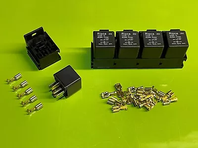 5 X 30/40 Amp 12v 5 Pin Changeover Relays With Holders And Terminals • $27.32