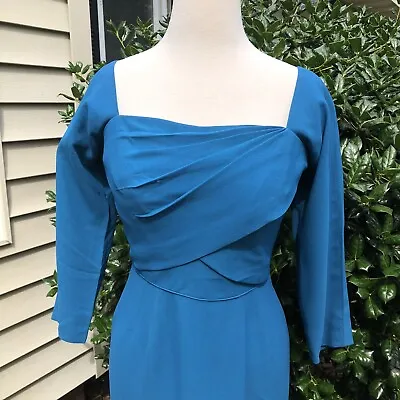 VTG 50's Turquoise/Teal Wrapped Draped Bust Evening Gown • $71
