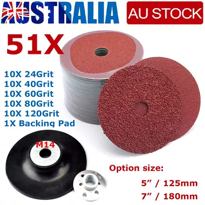 51X Resin Fibre Sanding Disc 5  7  For Angle Grinder 24 40 60 80 120 Mixed Grit • $57.99