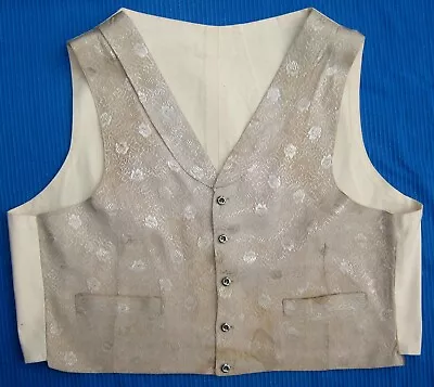 Men's Pre Civil War Cream Brocade Waistcoat Size 42 Vintage Movie Costume Vest • $39.95