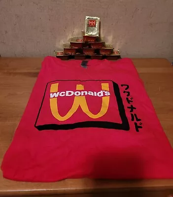 NEW!! WcDonalds McDonald's Crew Large T-shirt With 11 WcDonalds Sauces • $24.99