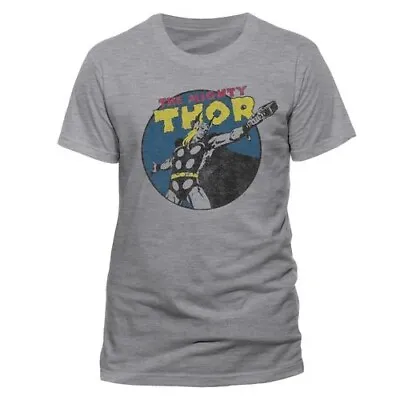 Marvel The Mighty Thor Vintage Unisex T-Shirt Grey Mens Womens Hammer Asgard • £7.95