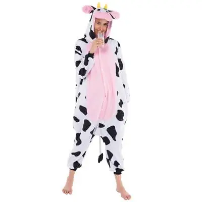 Spooktacular Creations Adult Animal Pajamas Cosplay Cow Jumpsuit UK Seller • £16.99