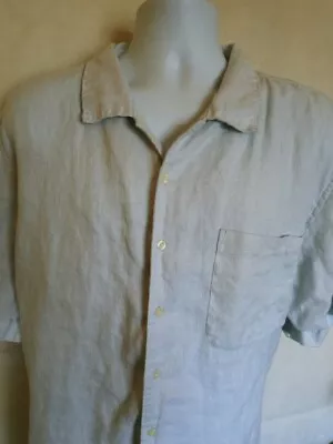 Breakwater Extra Large Xl White Short Sleeve Button Up Shirt 100% Linen • $21.99