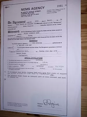 Contract 4 Page Copy From Original  WILKO JOHNSON 21st May 1978 Chelmsford Essex • £7