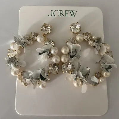 J Crew NWT $69.50 Pearl And Sequin Hoop Statement Earrings | Bridal • $49.50