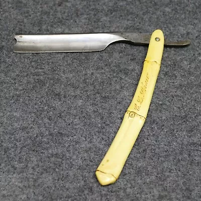 John S Holler Tower Brand 130 6  Straight Razor Finger Bone Celluloid W/ Notch • $38.99