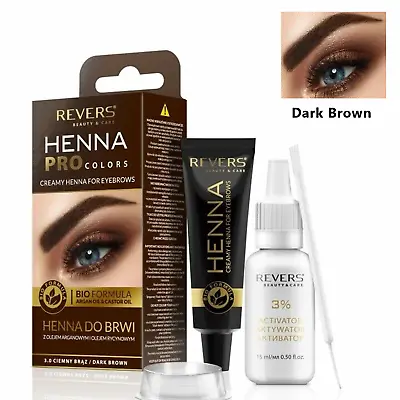 $9.99 • Buy REVERS HENNA EYEBROWS TINT Professional Brow Dye Cream 15ml *DARK BROWN*