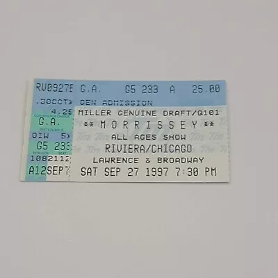 Morrissey Sept 27 1997 Chicago IL Concert Ticket Stub Riviera • $38.58