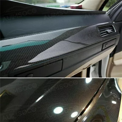 Car Sticker 7D Carbon Fiber Vinyl Foil Film Decal Black Waterproof Auto Parts • $16.99