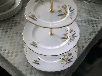3 Tier Cake/scon/sandwich Stand With Colclough Stardust Bone China Plates. • £17