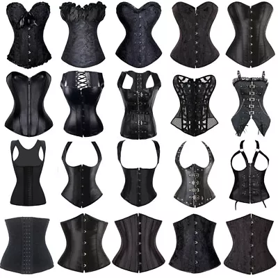 US Women Black Steampunk Corset Bustier Shapewear Plus Size Sexy Lingerie Latex • $25.79