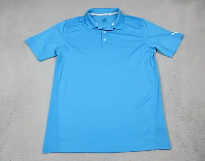 Puma Polo Shirt Mens Adult Small Blue Logo Rugby Casual Golf Lightweight • $22.85