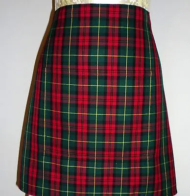 SHORT BISTRO / CAFE / PUB APRON RED / GREEN TARTAN With POCKET.Made In Scotland • £8.49