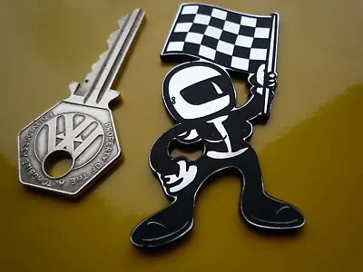 Chequered Flag Waving Babe Self Adhesive Acrylic Bike Car Badge 3  Race Racing • £3.75