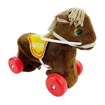 VTG Playskool Ride On Rolling Wheel Horse Brown Red Wheels Collectible Toy • $129.95