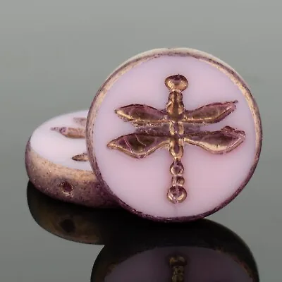 3 - 18mm CZECH PINKISH PURPLE BRONZE PICASSO DRAGONFLY TABLE CUT COIN BEADS • $4.85