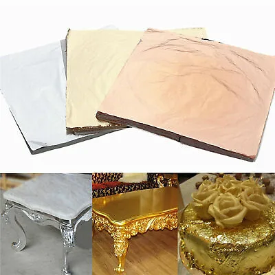 100X Gold Silver Bronze Leaf Foil Sheets Gilding Art Metallic Transfer 14cm 10X • £2.99