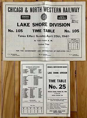 (2) VTG Chicago & Northwestern C&NW Railroad  Timetables - 1940 & 1956 • $13.36