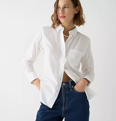 J Crew Tall Classic-fit Washed Cotton Poplin Shirt Size 0 • $82.49