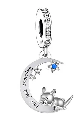 Snoozing French Bulldog Frenchie Dog Charm 💜 925 Sterling Silver Gift • £18.99