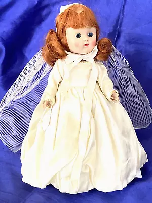 8” VOGUE GINNY C. 1953 STRUNG DOLL REDHEAD BRIDE W/ BIBLE TAGGED GOWN DARLING! • $42