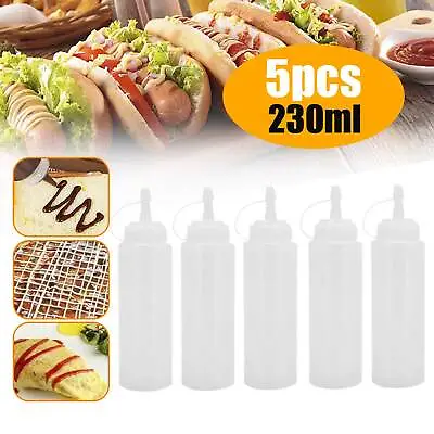 £5.49 • Buy 5pcs 230ml Clear Plastic Squeeze Bottle Condiment Dispenser Ketchup Salad 8oz