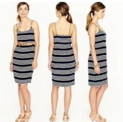 J Crew SizeUS4/AU8100%Silk Black White Stripe Midi Dress Excellent Condition • $10