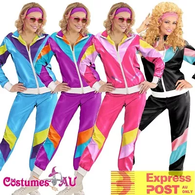 Ladies 80s Height Of Fashion Tracksuit 1980s Party Retro Disco Neon Costume • $33.24