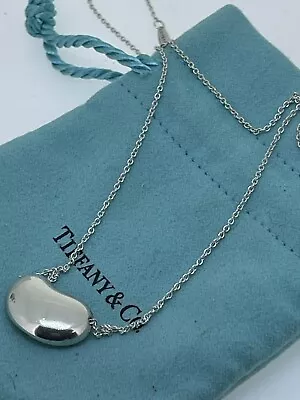 Authentic Tiffany&Co. Elsa Peretti Large Bean Necklace In Sterling Silver (16in) • $199