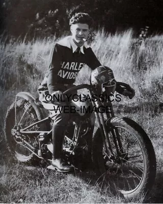 '31 RUSSELL FISCHER HARLEY DAVIDSON MOTORCYCLE HILLCLIMB RACING CHAMP 8x10 PHOTO • $14.41