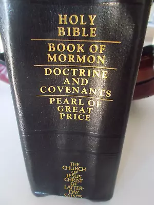 LDS Scripture Quad Bible Book Of Mormon Doctrine Covenants Pearl 7 X5 X3  & Case • $25.95