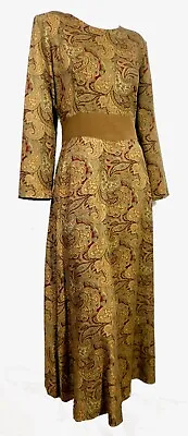 Vtg 80s 90s Teddi Classy Hippy Earthy Rayon Paisley Tapestry Midi Maxi Dress M • $29.99
