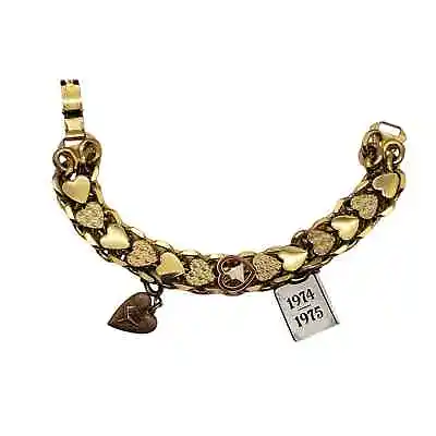Women Of The Moose Bracelet Gold Tone VTG 1974 1975 Hearts Morgan Charm • $29.99