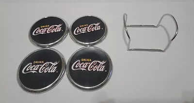 RARE Vintage 1999 Leather & Chrome Original Coca Cola Coasters With Holder • $6.99