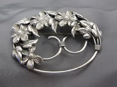 Vintage DANECRAFT Sterling Large Floral BROOCH-As Is • $31.99