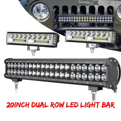 20inch Led Light Bar Dual Row Flood Spot Offroad Driving Lamp + 6  Work Lights • $78.99